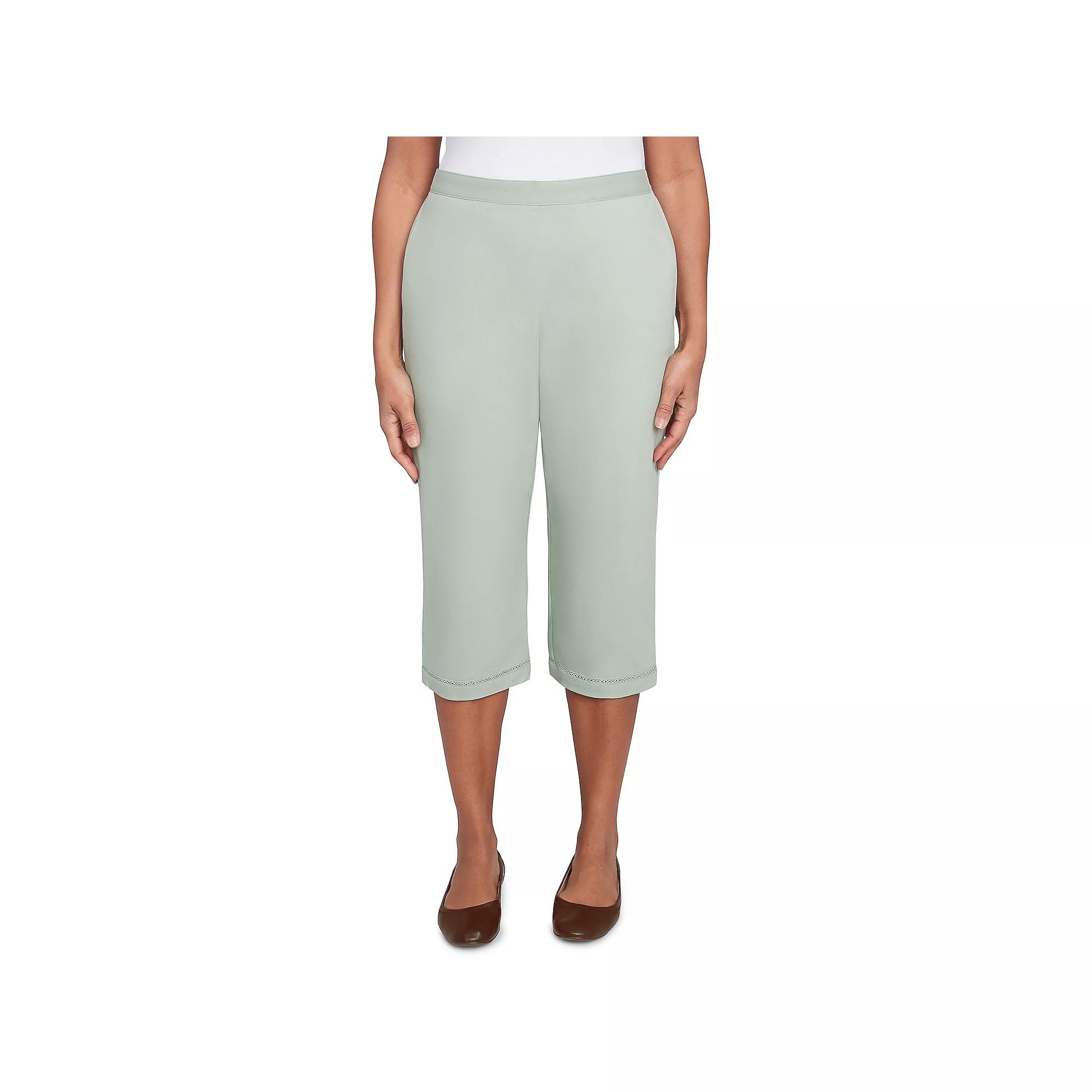 Women's Alfred Dunner Relaxed Crochet Hem Capri Pants,  Product Image