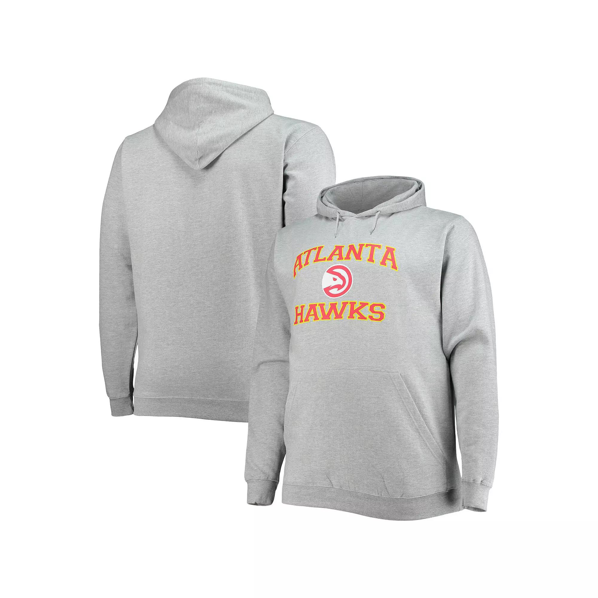 Men's Heathered Gray Atlanta Hawks Big & Tall Heart & Soul Pullover Hoodie,  Product Image