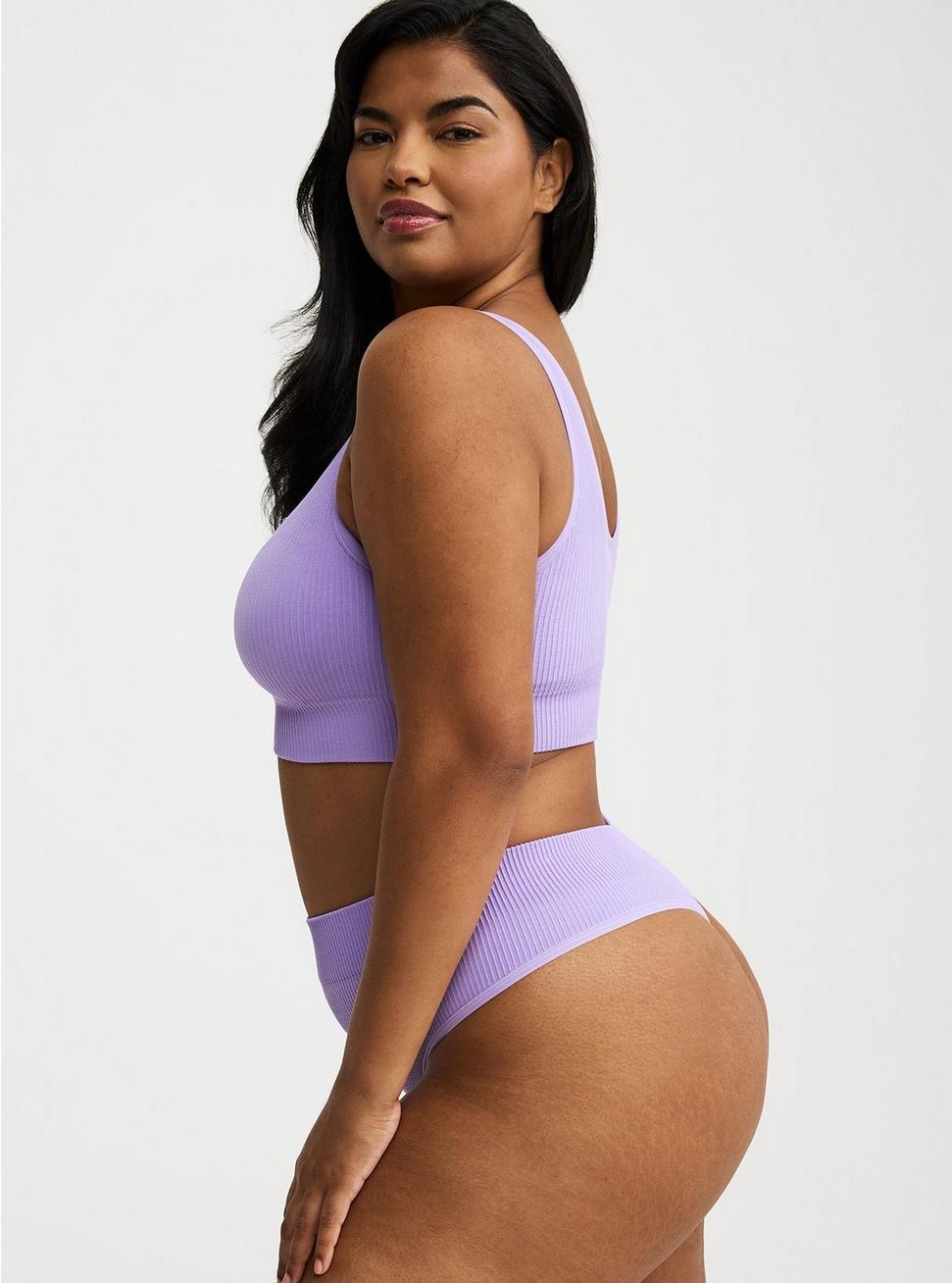 Seamless Ribbed High-Rise Thong Panty Product Image