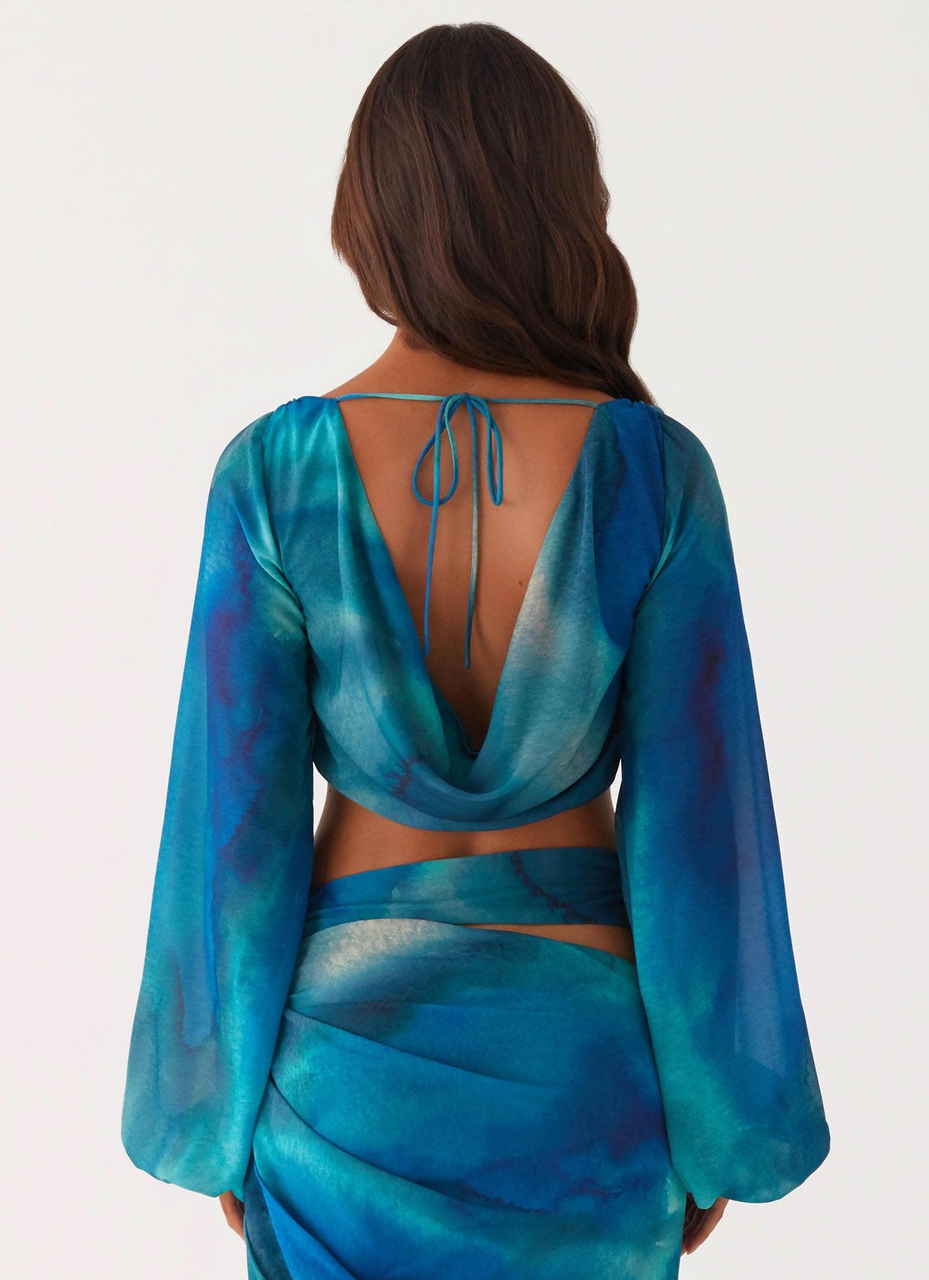 Austin Long Sleeve Top - Blue Tie Dye Product Image