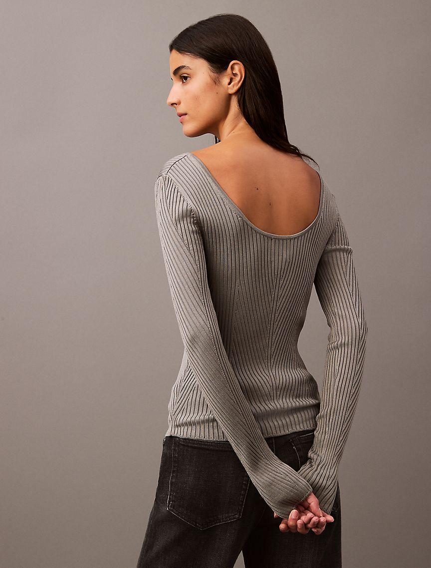 Scoop Neck Rib Sweater Product Image