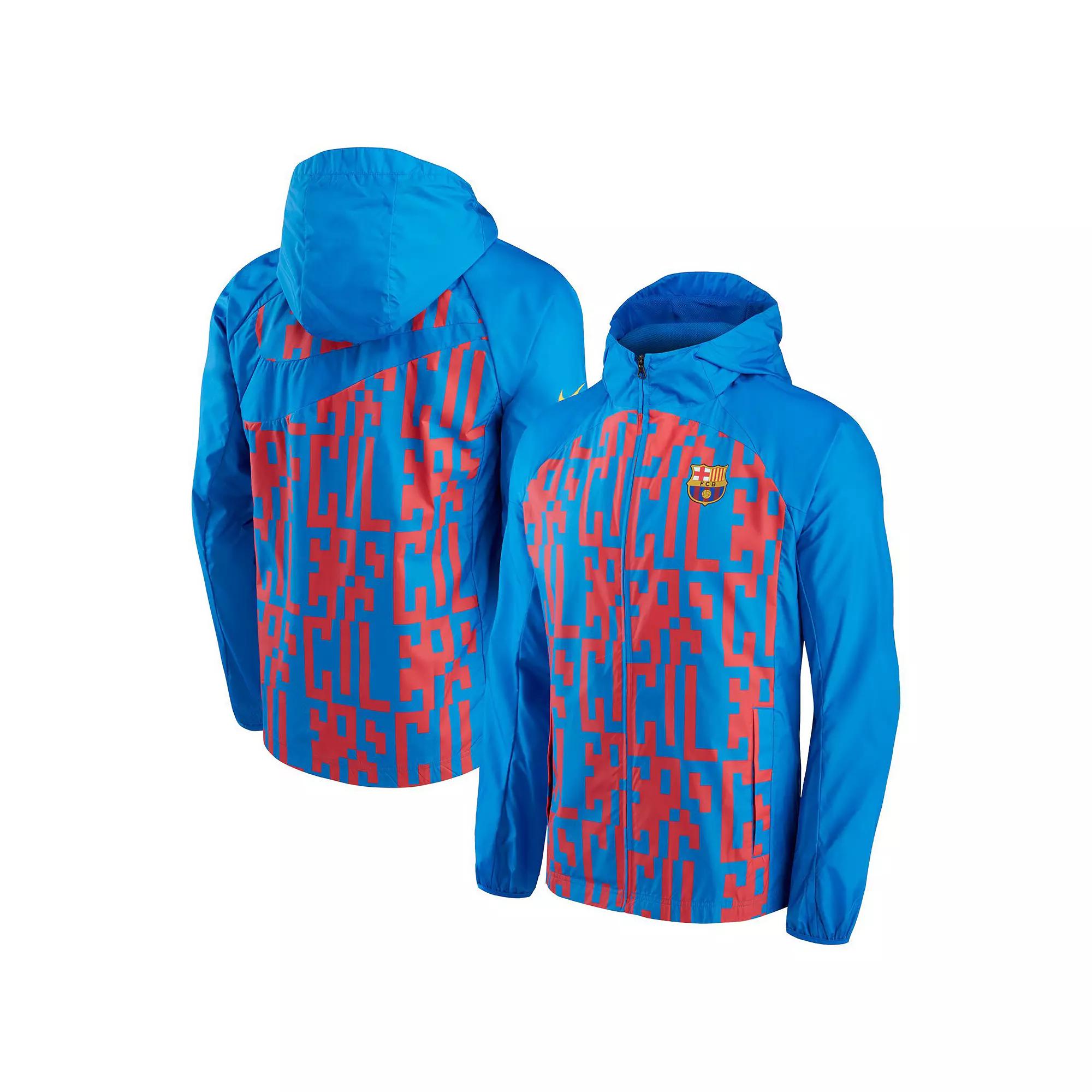 Men's Nike Blue Barcelona AWF Raglan Full-Zip Jacket, Size: Large, Bar Blue Product Image
