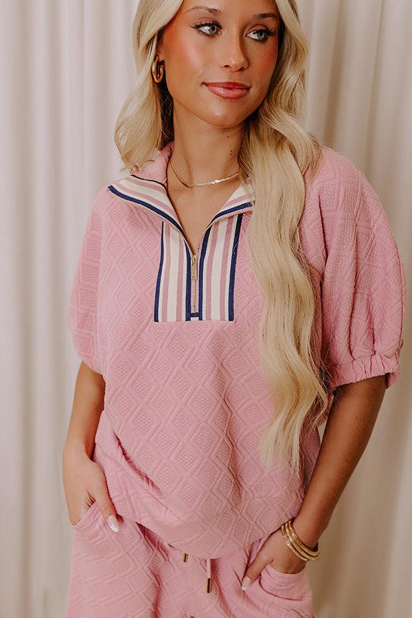 First Class Flight Knit Top in Pink Product Image