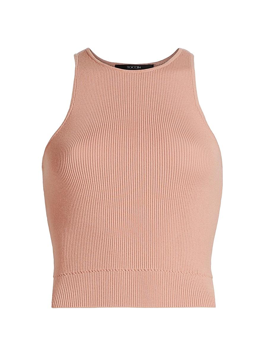 Womens Avery Rib-Knit Racerback Crop Tank Product Image