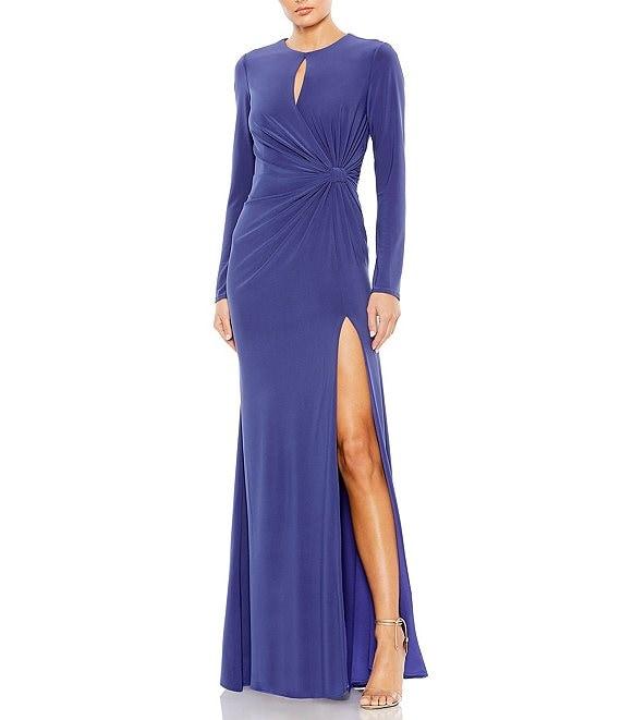 Mac Duggal Long Sleeve Keyhole Draped Gown Product Image
