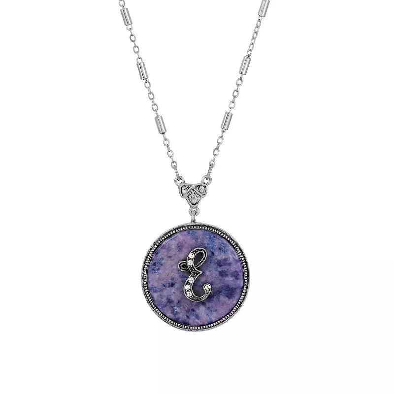 1928 Silver Tone Round Initial Pendant Necklace, Women's, J Product Image