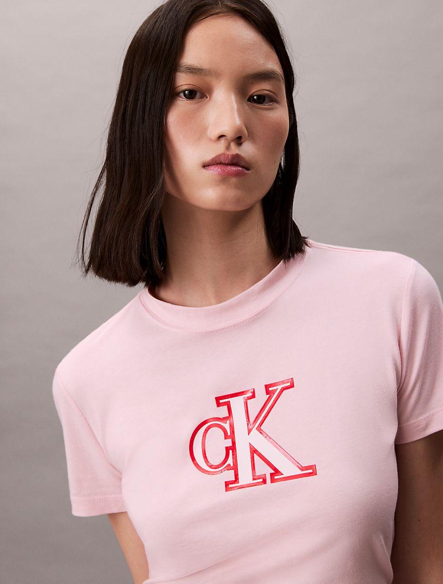 Slim Cotton Modal Monogram Logo Tee Product Image