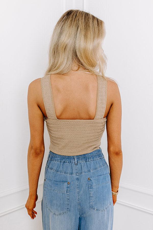 Life Of The Party Knit Bodysuit in Khaki Product Image