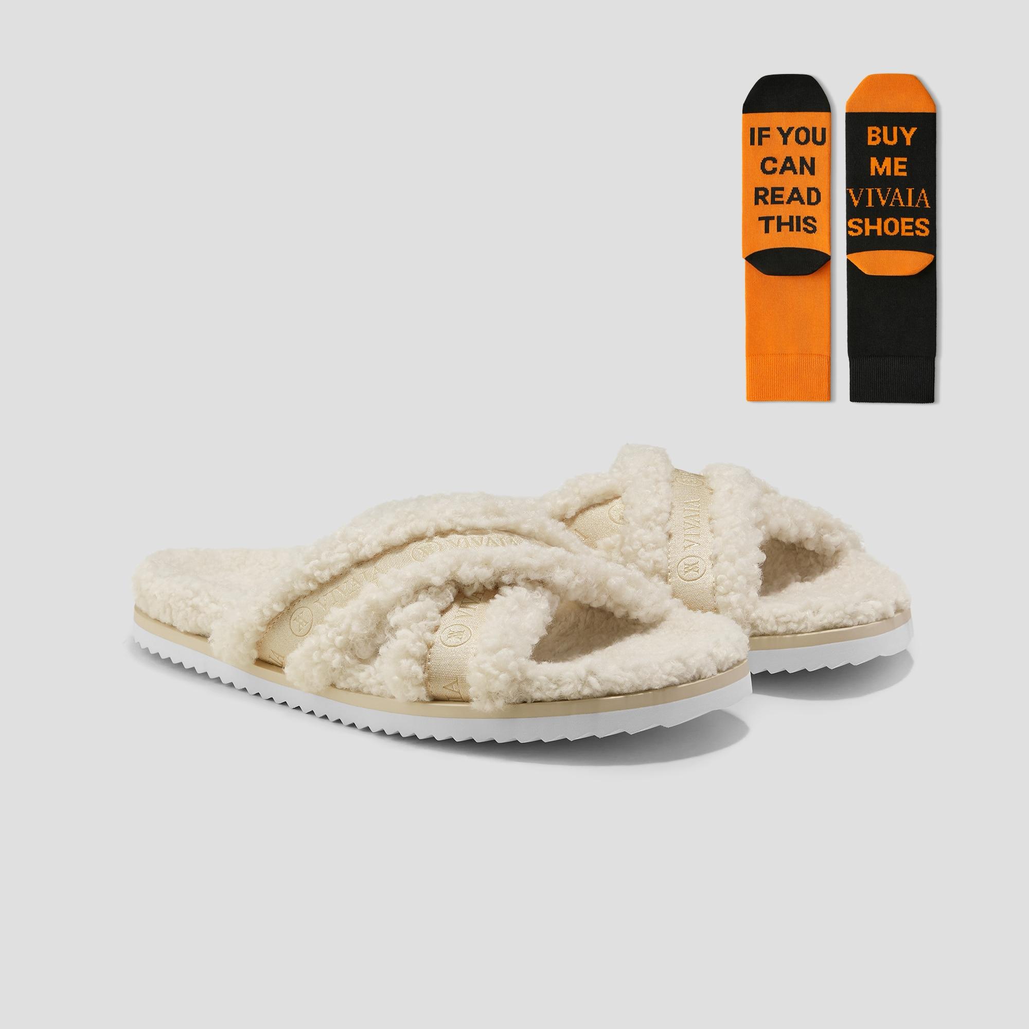 Furry Criss-Cross Strap Slippers (Hannah) Product Image