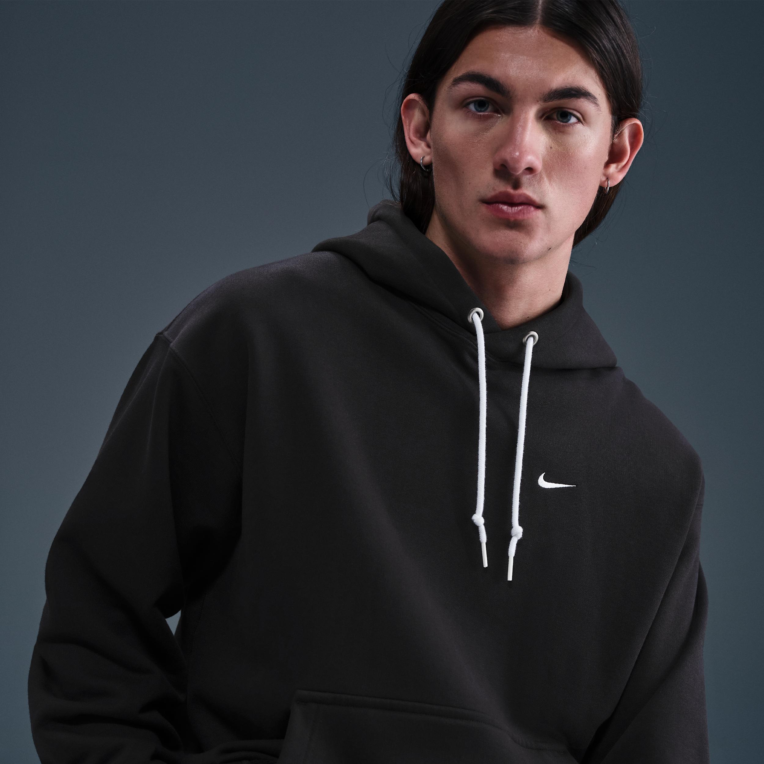 Nike Mens Solo Swoosh French Terry Pullover Hoodie | DX0813-010 Product Image