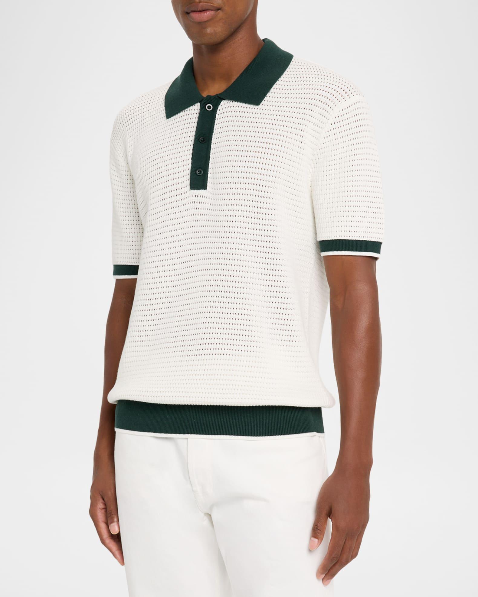 Men's Vidal Contrast-Trim Cotton Crochet Polo Shirt Product Image