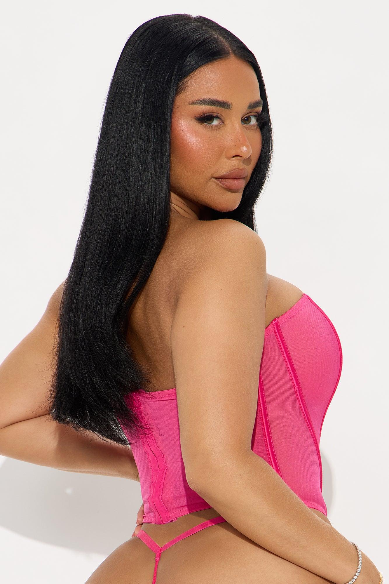 Lust In The Air Bustier And Panty Set - Hot Pink Female Product Image