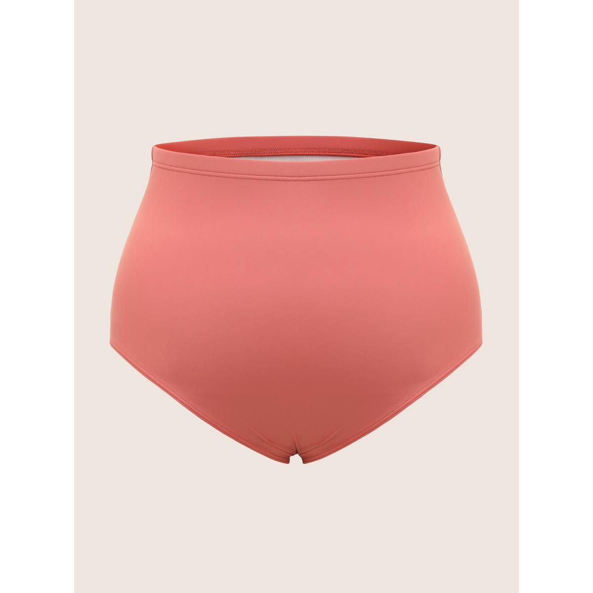 Plus Size Solid Gathered Tiered Ruffle Sleeve Swim Dress Women's Swimwear Rust Beach Bodycon V-neck High stretch Curve Swim Dresses BloomChic 14-16/1X Product Image