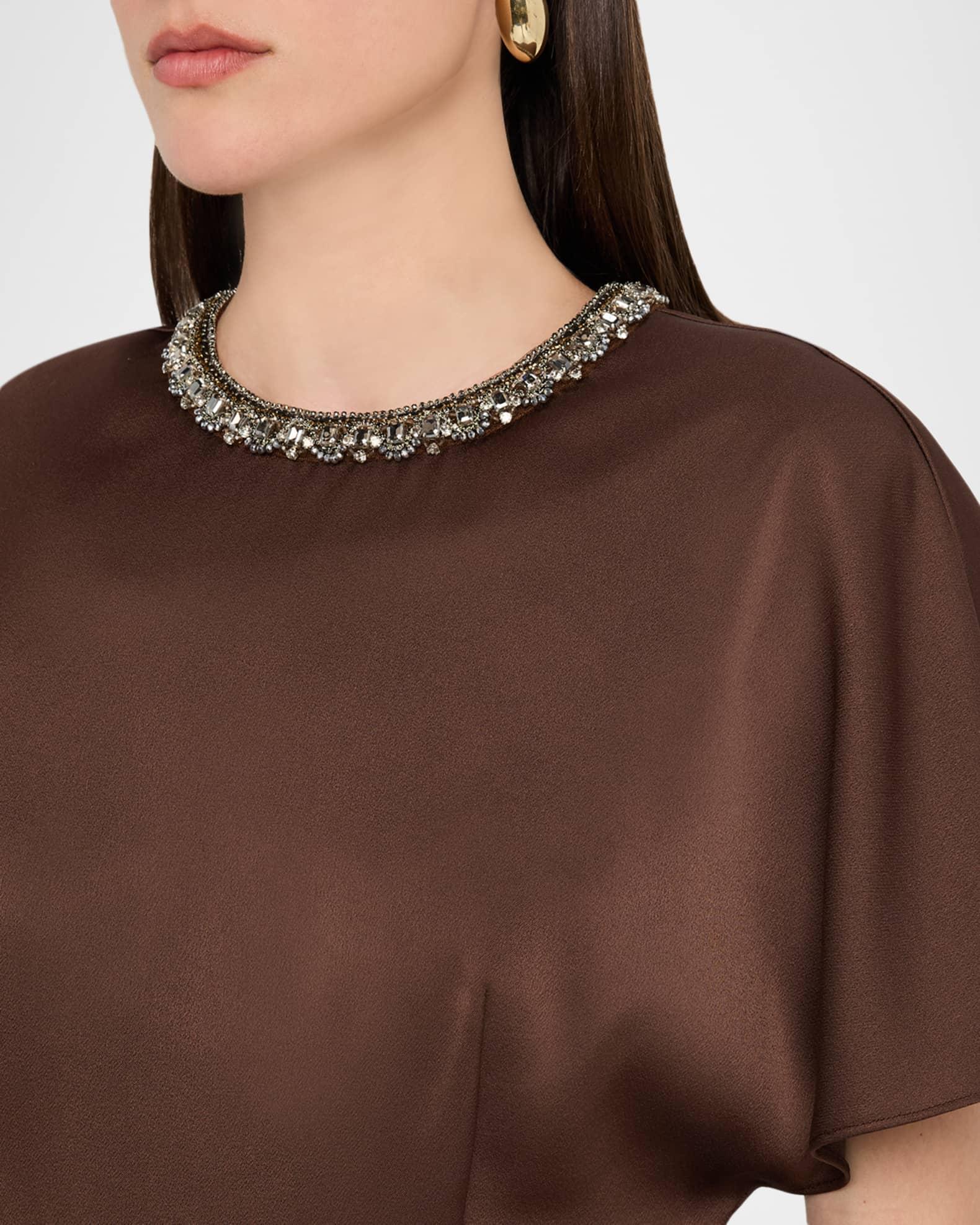 Crystal-Embellished Crepe Back Satin Midi Dress Product Image