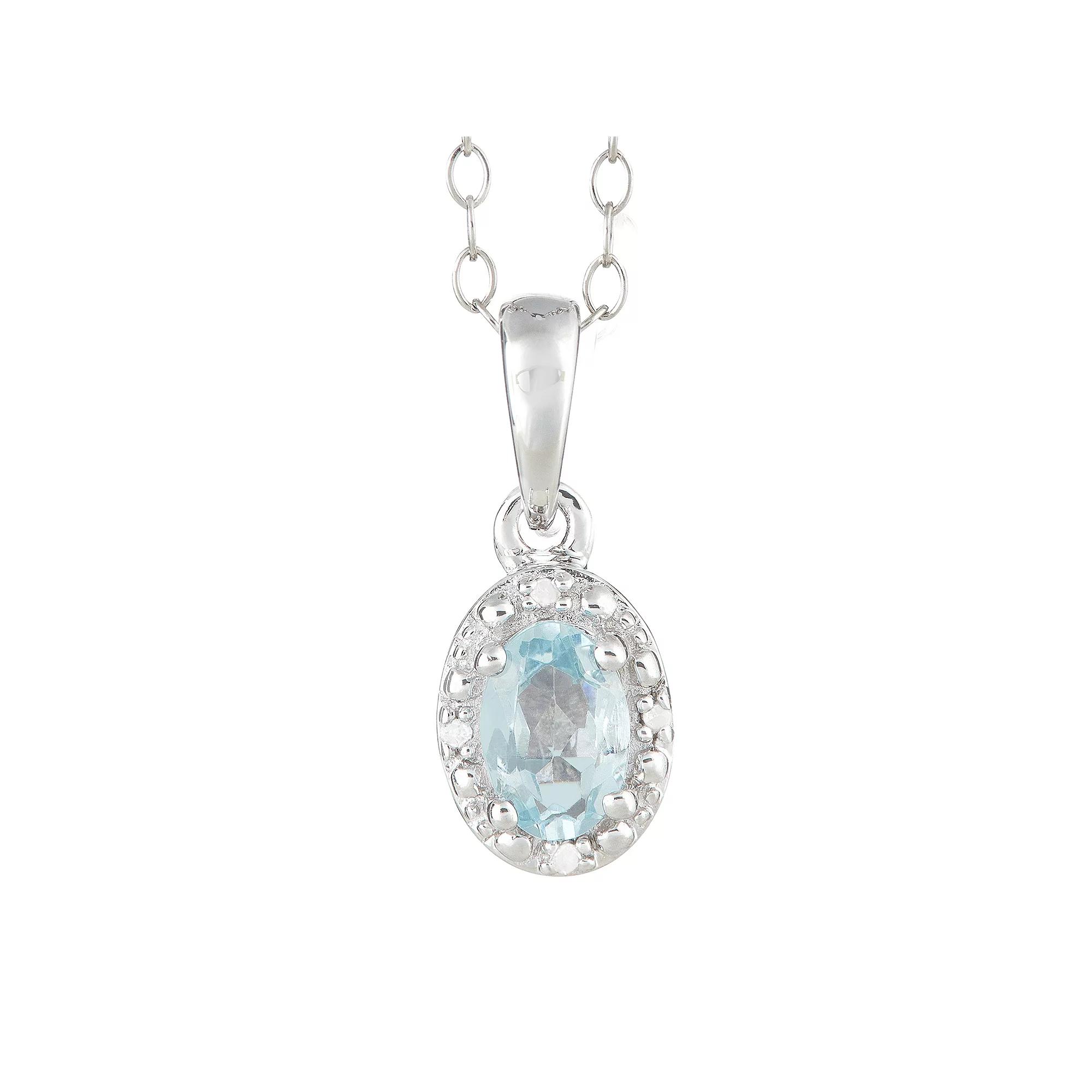 Celebration Gems Sterling Silver Sapphire & Diamond Accent Oval Halo Pendant, Womens Product Image