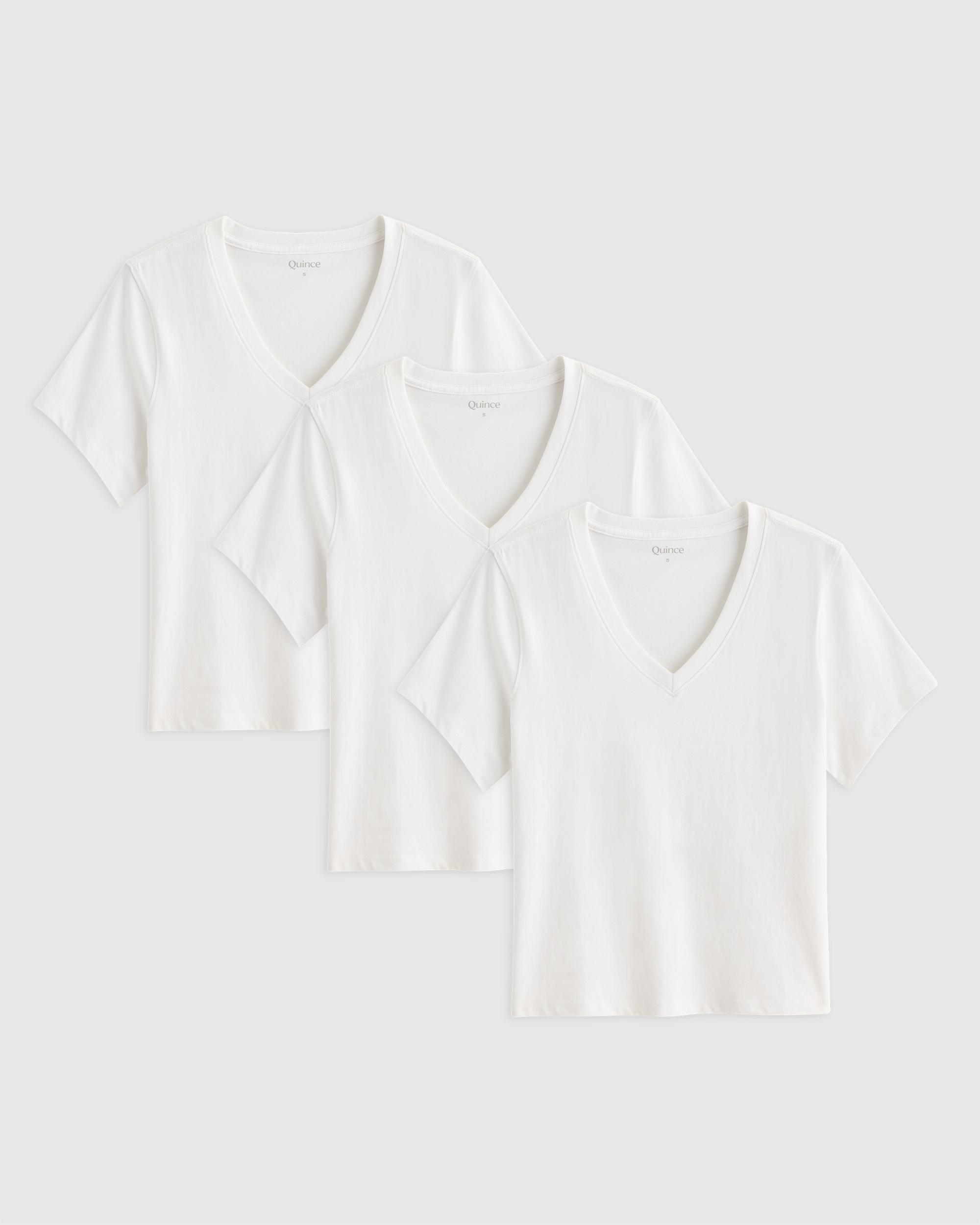 Quince | Women's Boxy V-Neck T-Shirt Organic Cotton Product Image