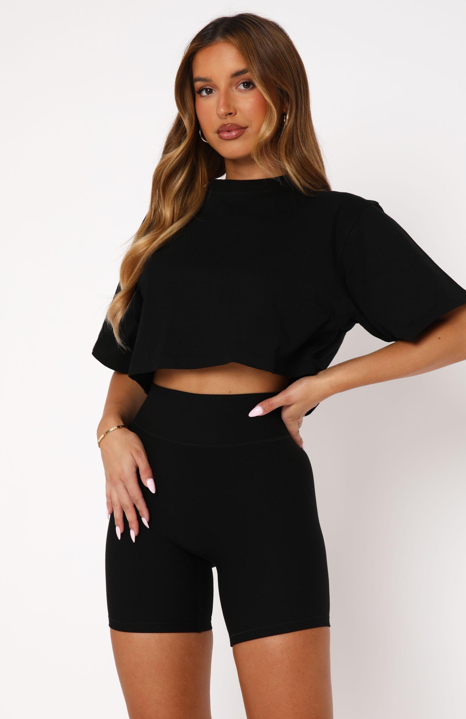 Home Stretch Oversized Cropped Tee Black Product Image