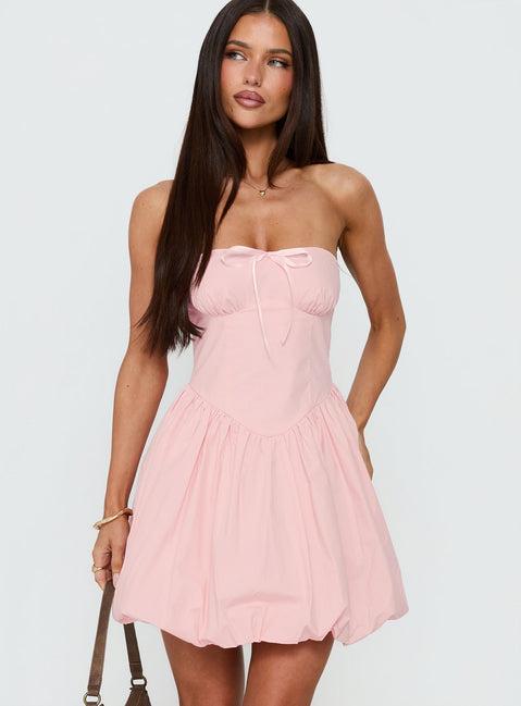 Melaina Bubble Hem Mini Dress Pink Product Image