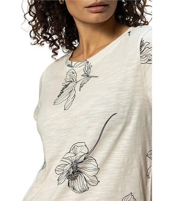 Sanctuary The Perfect Tee Crew Neck Sketched Botanic Print Short Sleeve Top Product Image