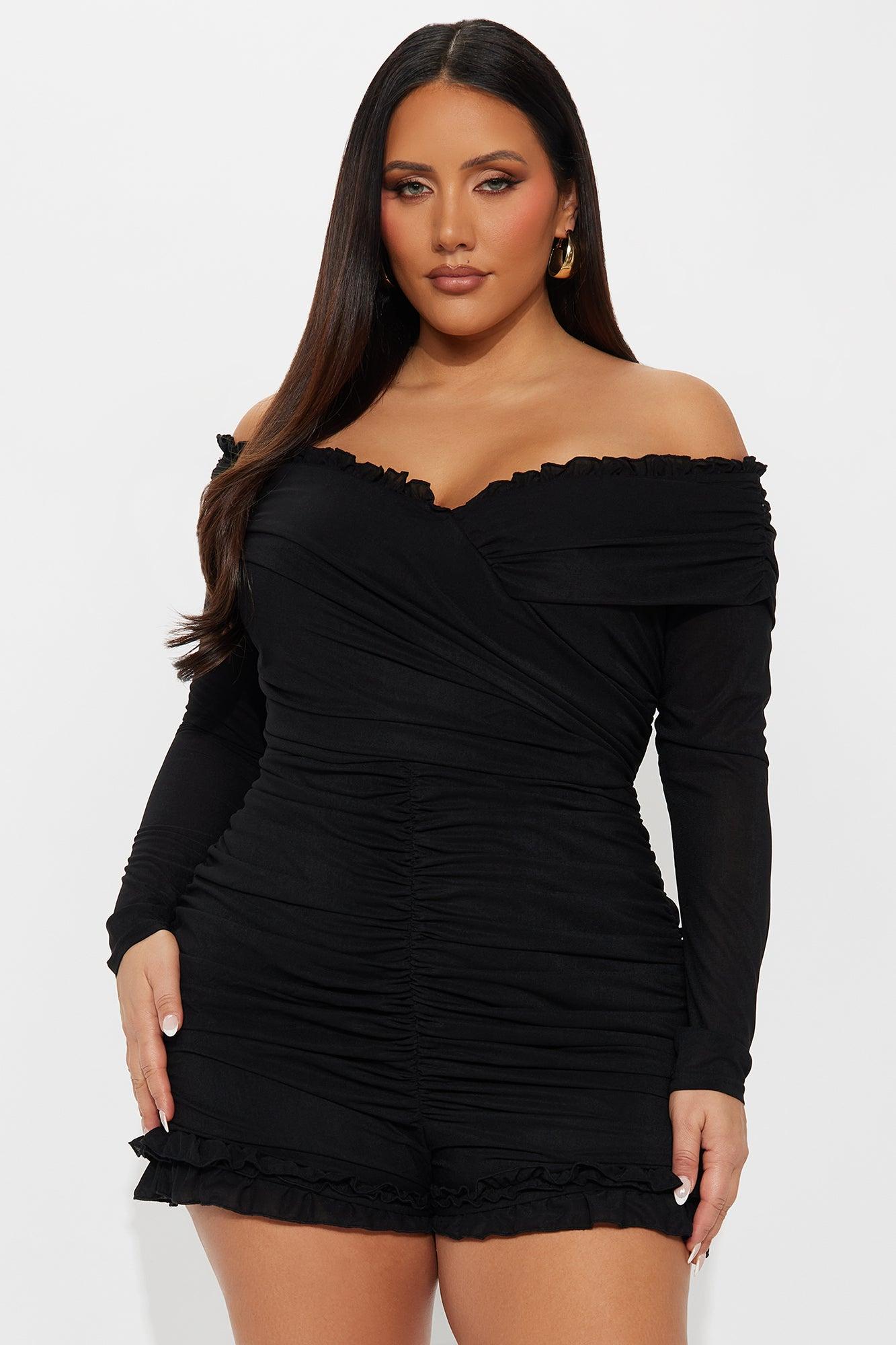 Jayla Off The Shoulder Romper - Black Female Product Image