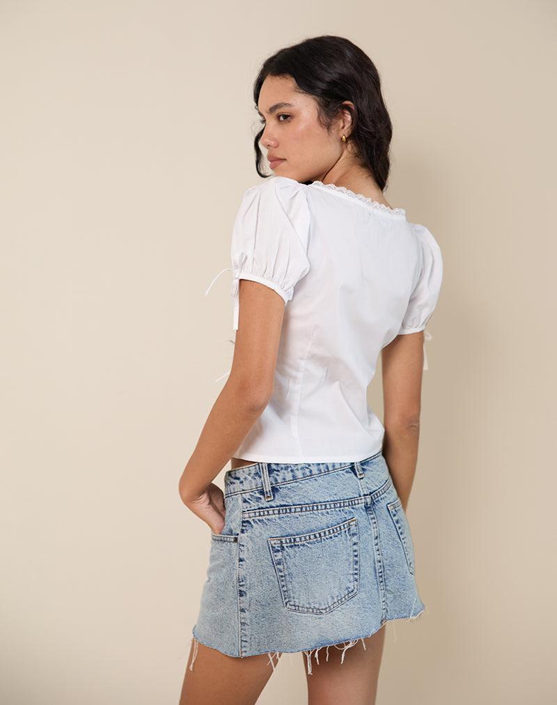 Lias Puff Sleeve Blouse in White Female Product Image
