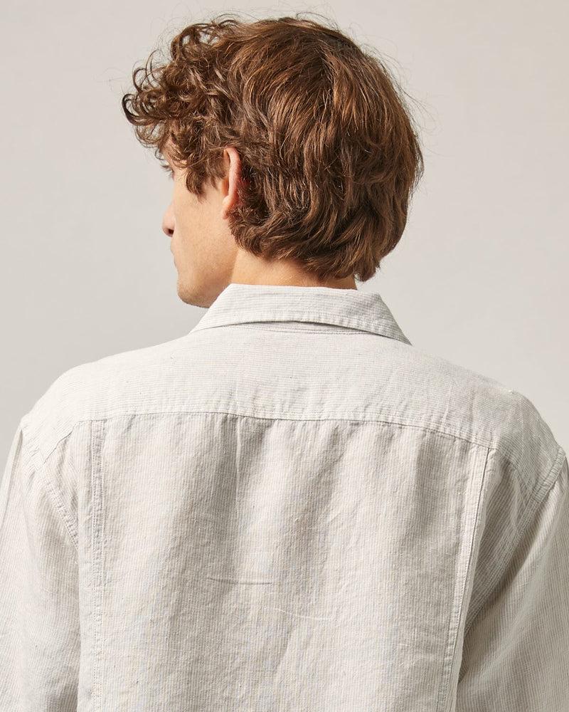 Linen Stripe SS Camp - Grey Product Image