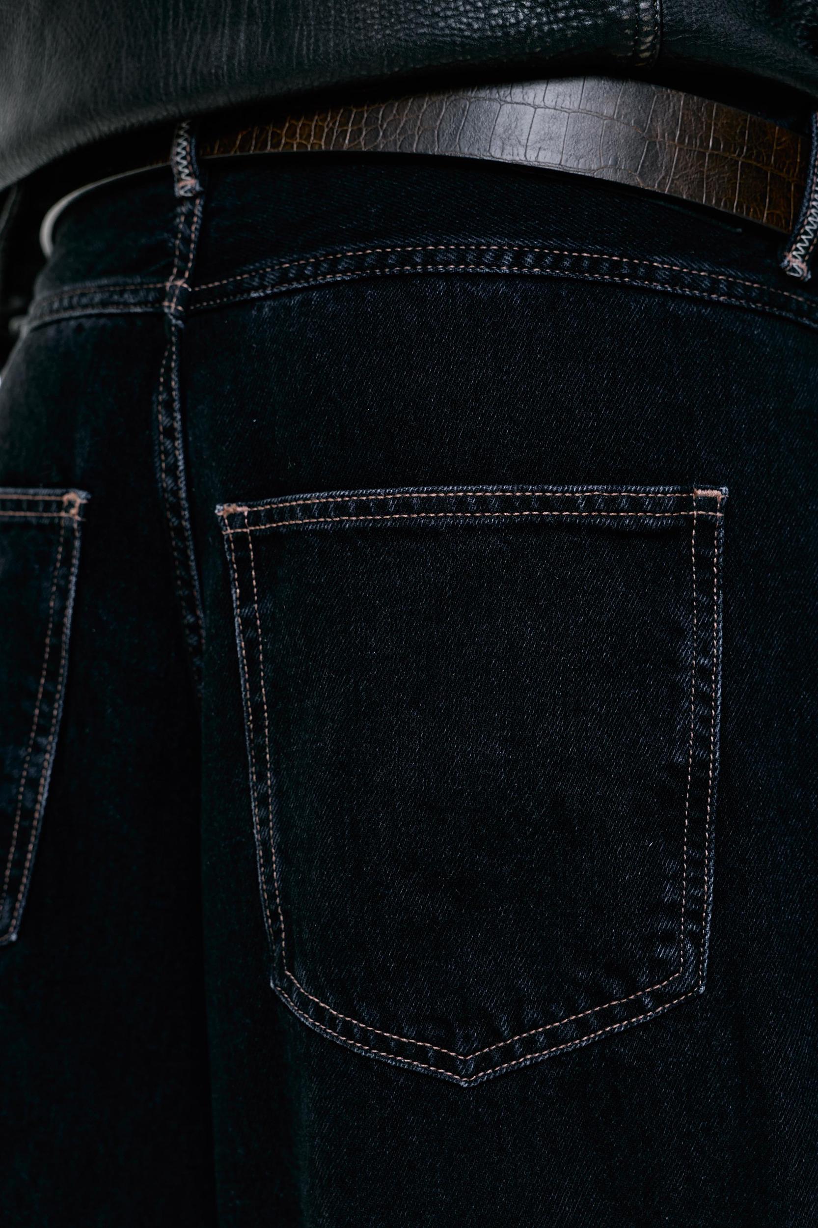 Black wide leg jeans with seams Product Image