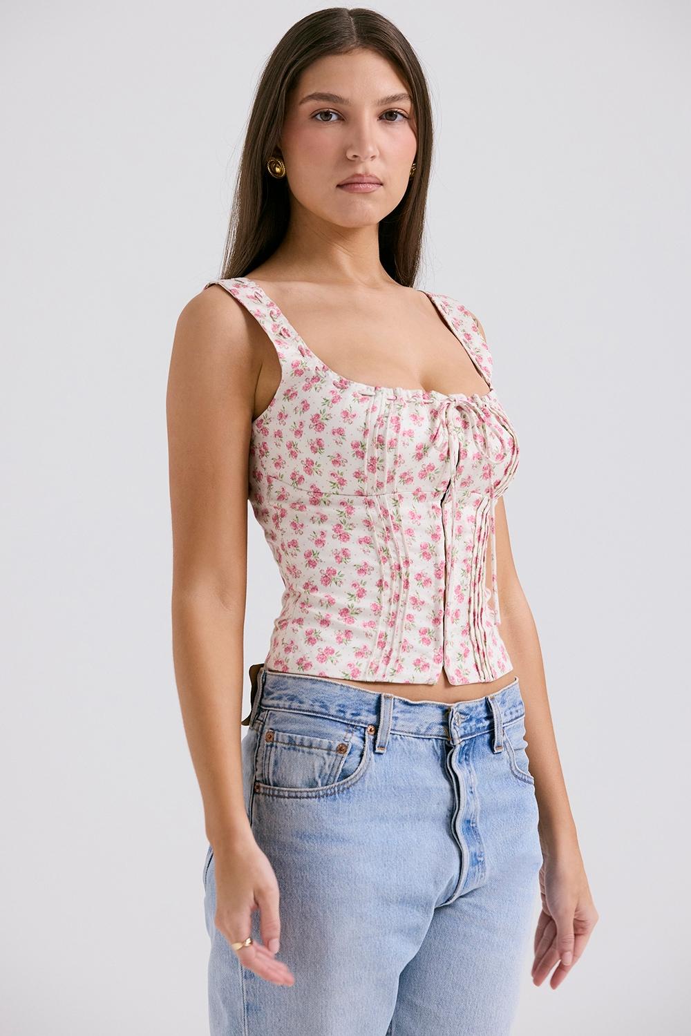 Chicca  white rosebud print top Product Image
