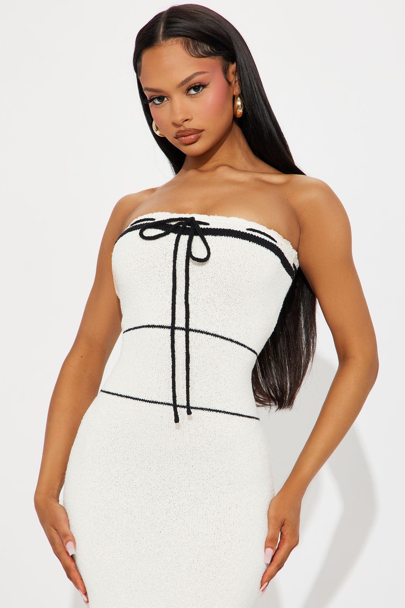 Celine Strapless Midi Dress - Cream/combo Product Image