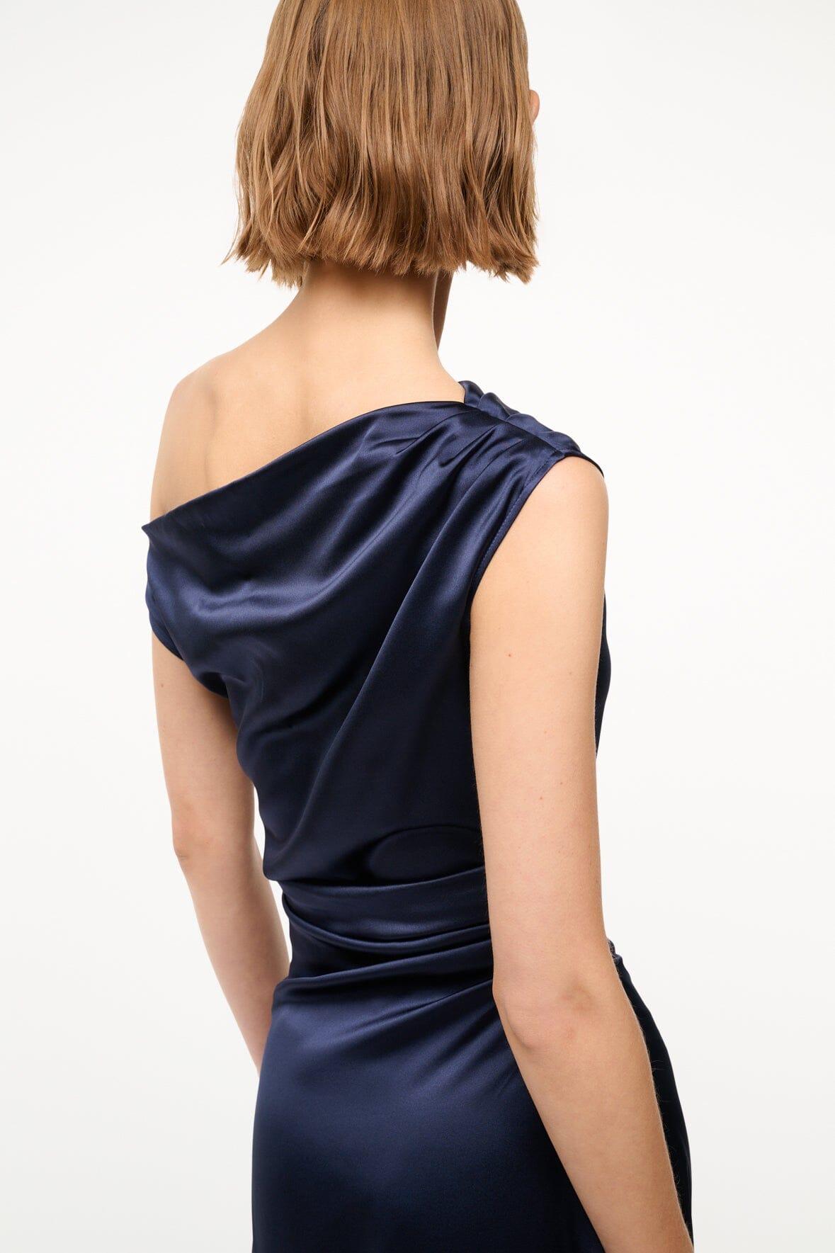 PHARE SILK DRESS | NAVY Product Image