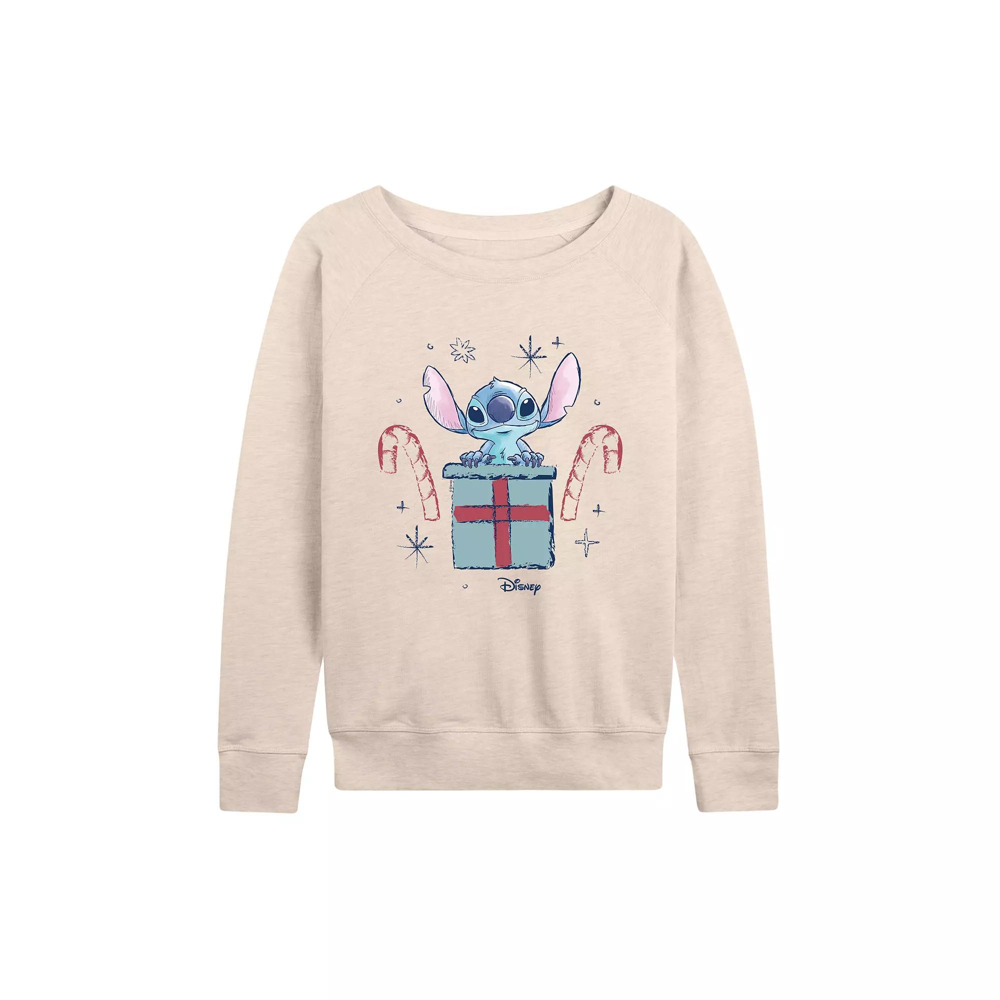 Disney's Lilo & Stitch Women's Candy Canes French Terry Long Sleeve Tee,  Product Image