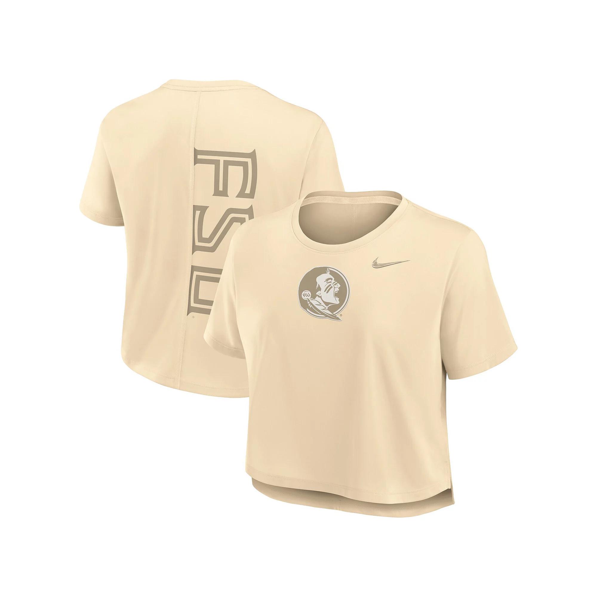 Women's Nike Tan Florida State Seminoles Performance Cropped T-Shirt, Size: 2XL, Team Product Image