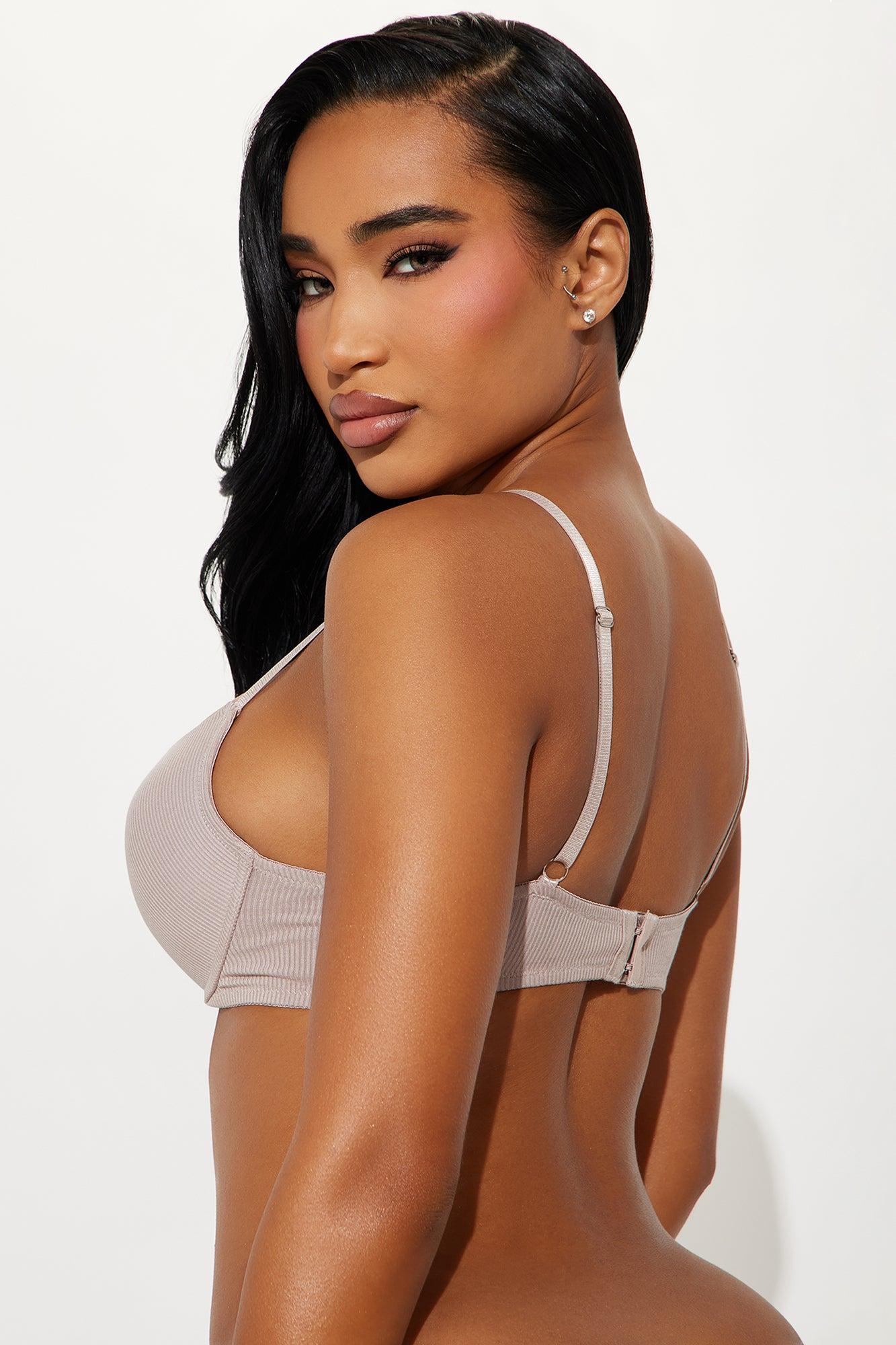 Besties Push Up Ribbed Demi Bra - Taupe Product Image