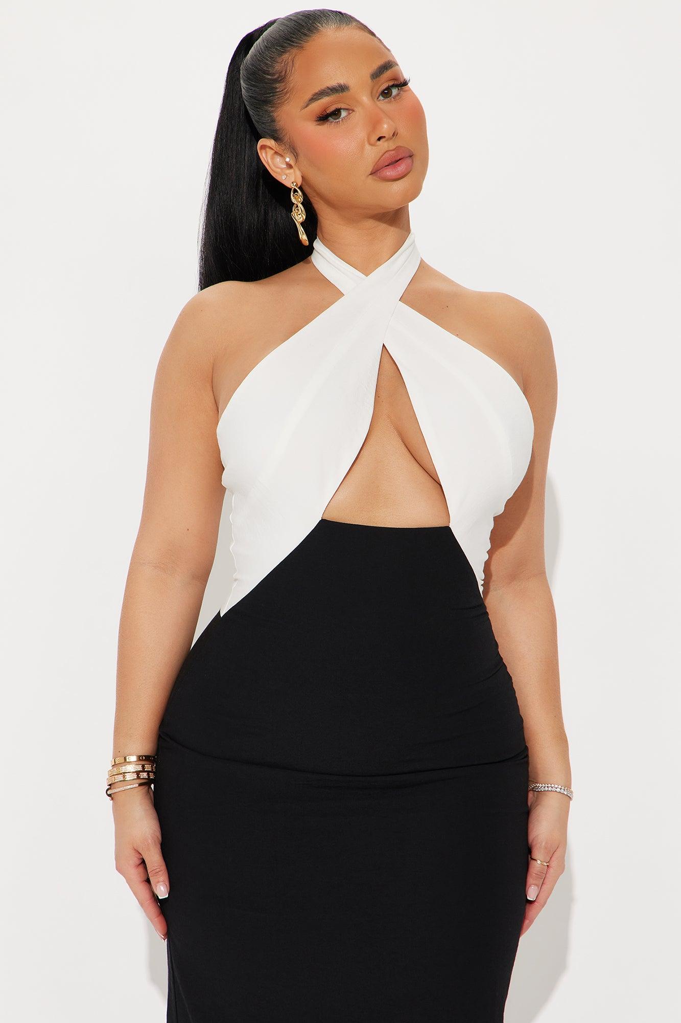 Celeste Contrast Maxi Dress - Black/White Product Image