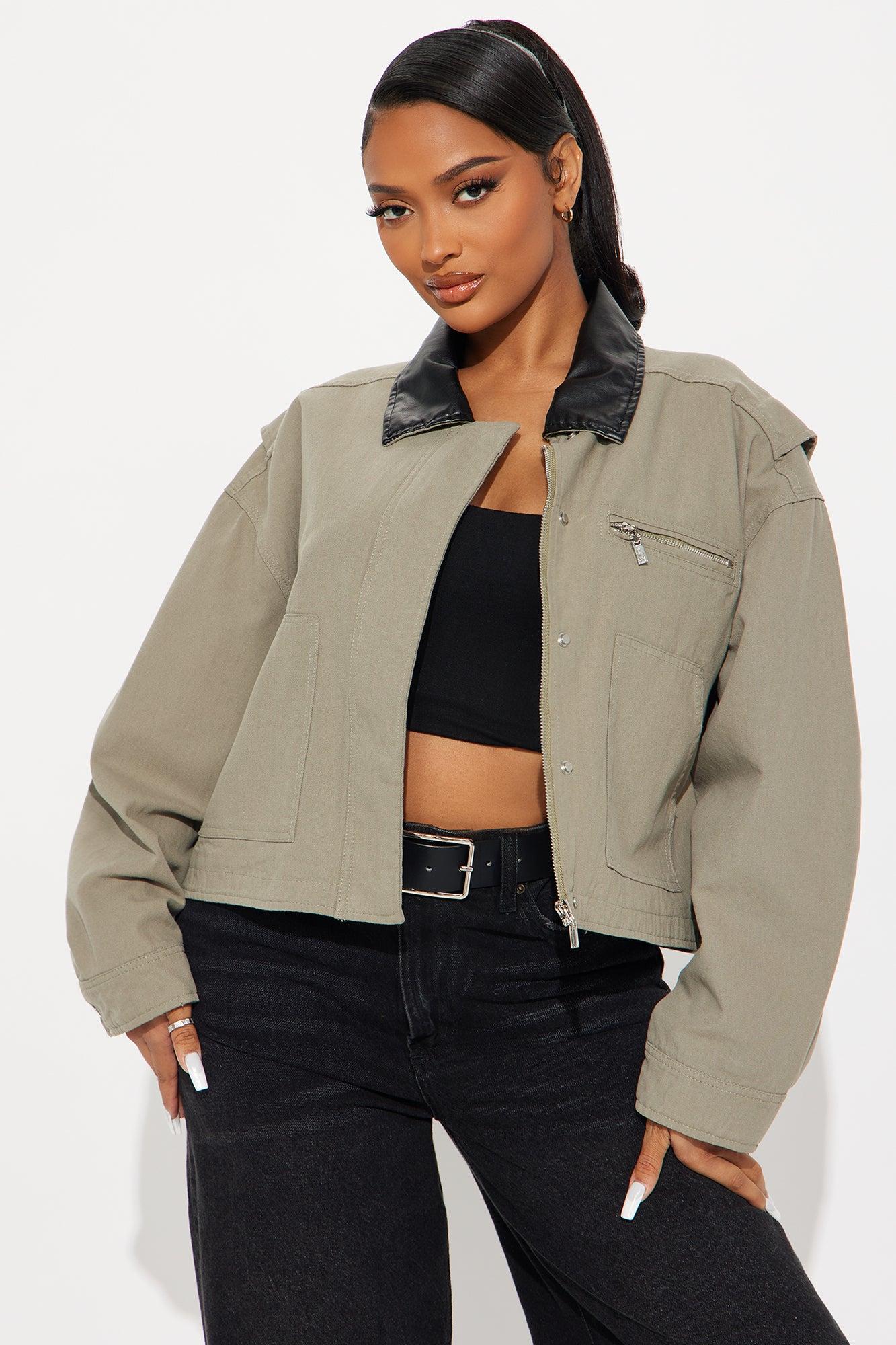 Roar Rider Oversized Trucker Jacket - Olive Product Image