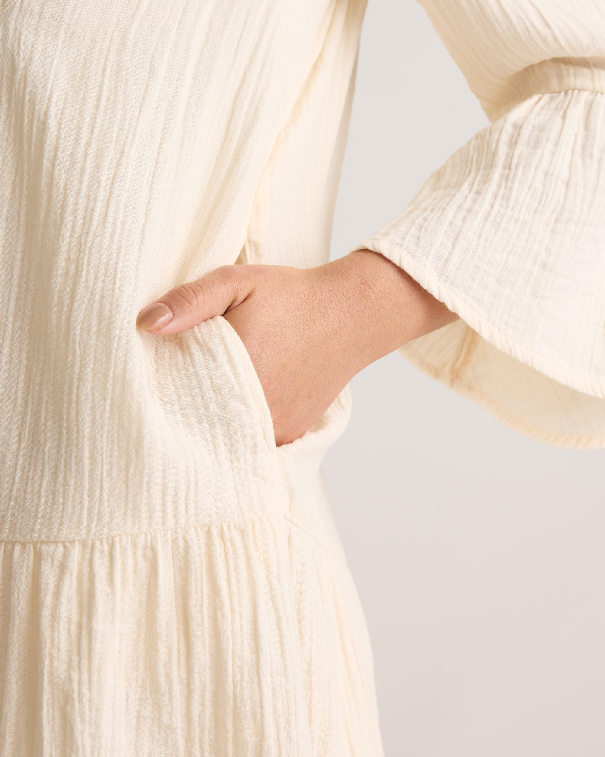 Quince | Women's Gauze Long Sleeve Tiered Mini Dress Organic Cotton Product Image