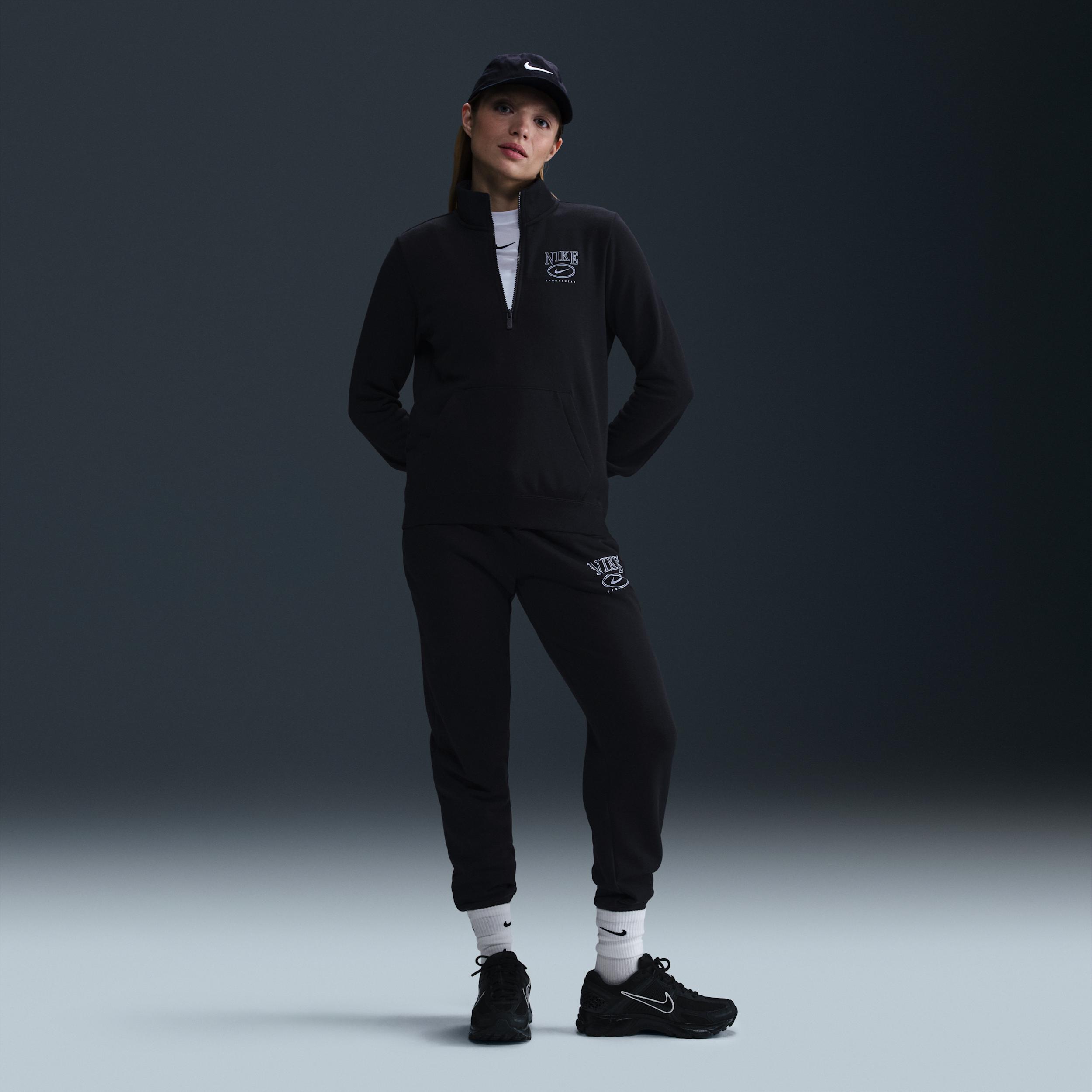 Womens Nike Sportswear Club Fleece Mock-Neck 1/2-Zip Graphic Top | HJ0985-010 Product Image