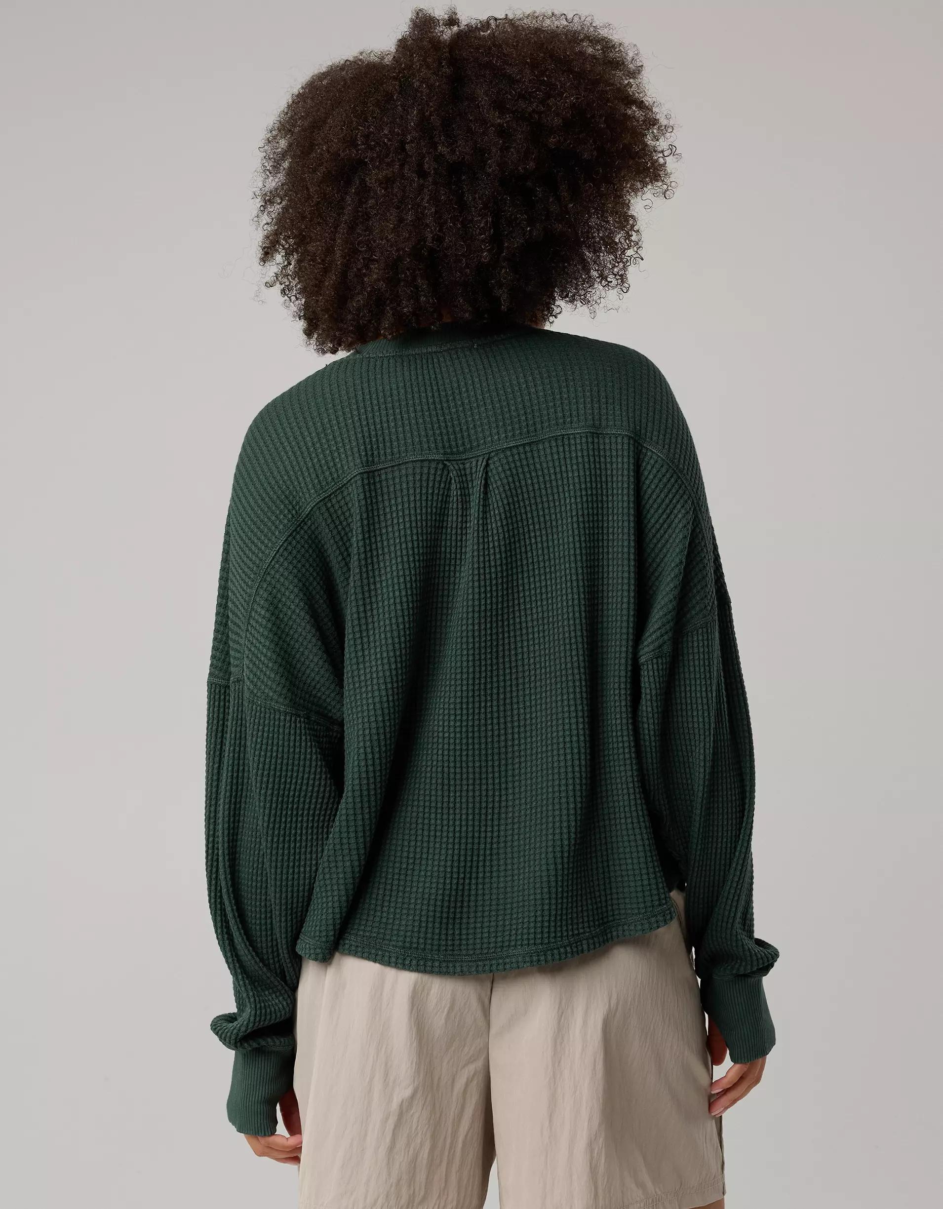 OFFLINE By Aerie Wow! Waffle Notch Neck Long Sleeve T-Shirt Women's Product Image