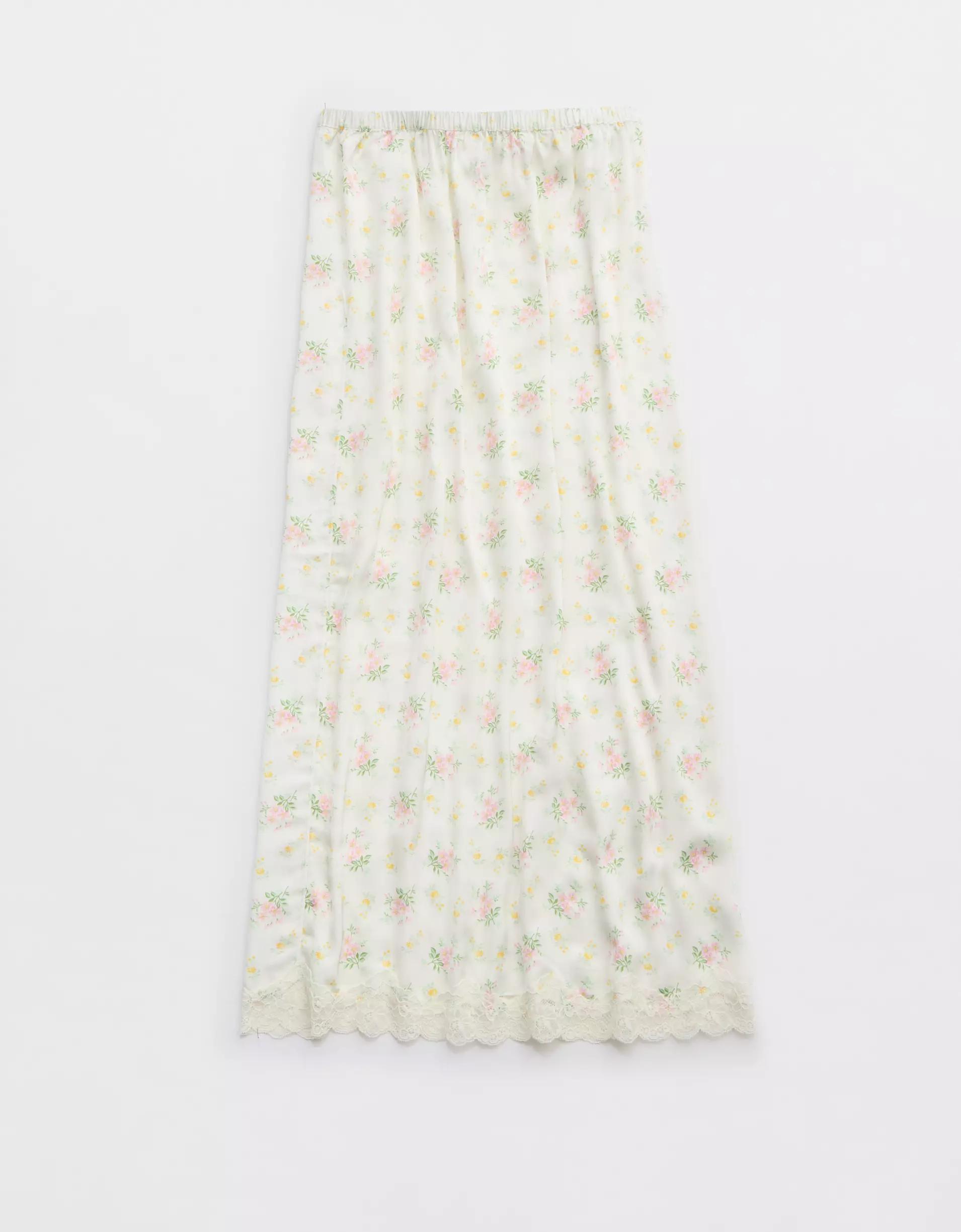 Aerie Satin Midi Skirt Product Image