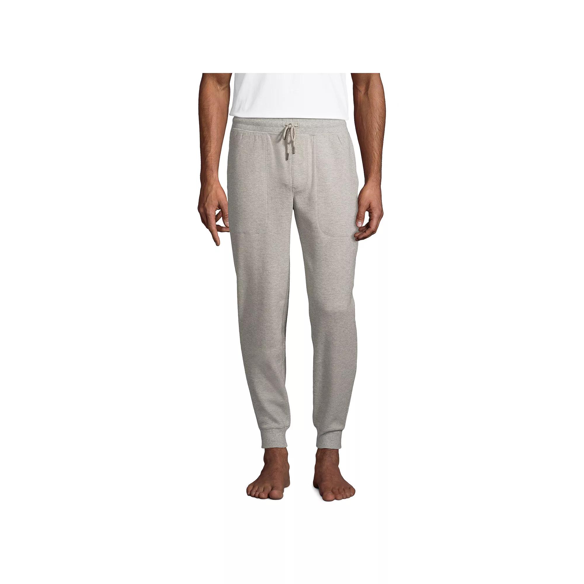 Men's Lands' End Waffle Jogger Pajama Pants, Size: Medium, Gray Grey Product Image