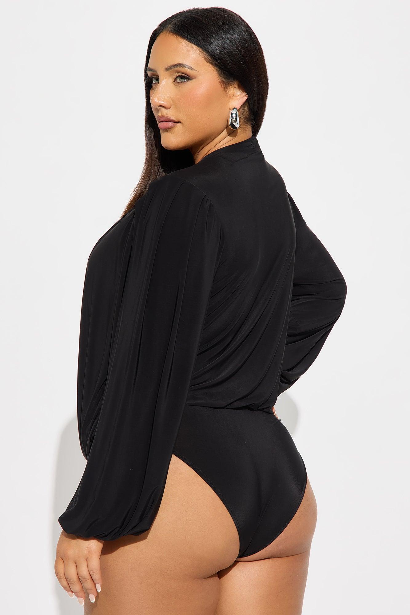 Scarlet Cut Out Mock Neck Bodysuit - Black Female Product Image