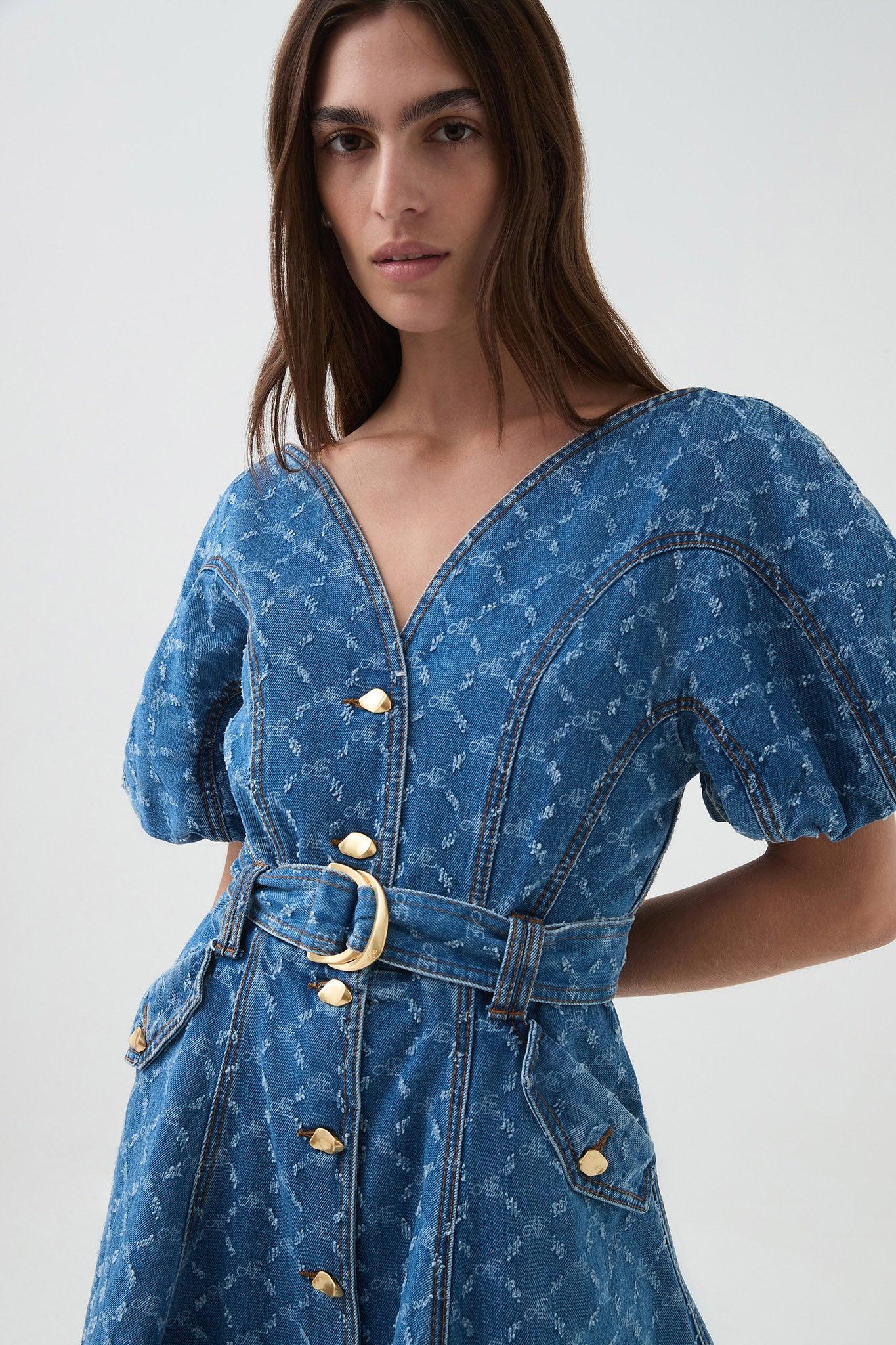 Check Denim Mini Dress Product Image