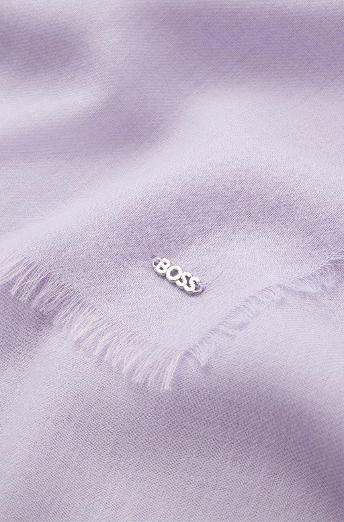 Lightweight wool scarf with fringed trims Product Image