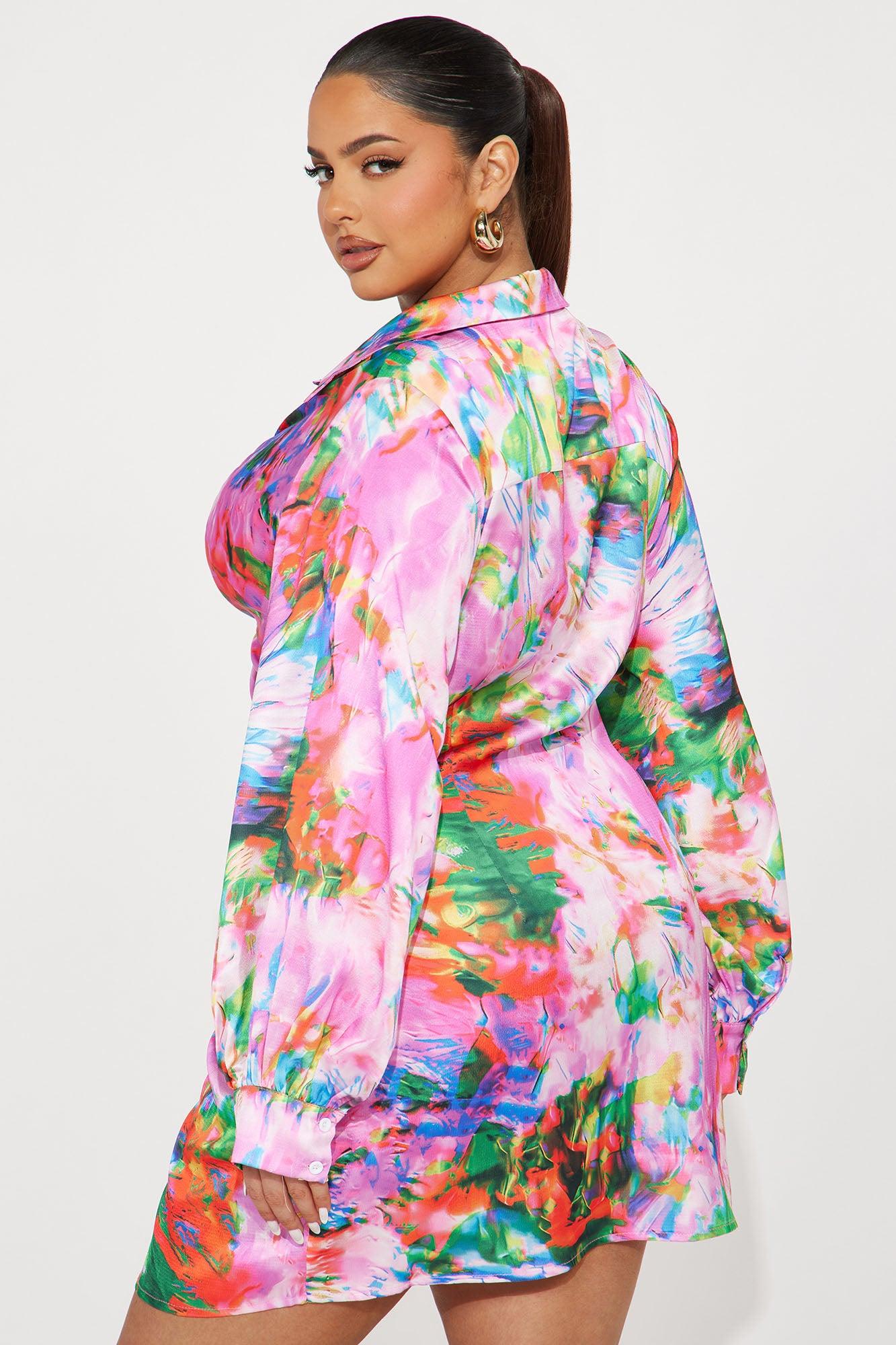 Madison Satin Mini Dress - Pink/combo Product Image