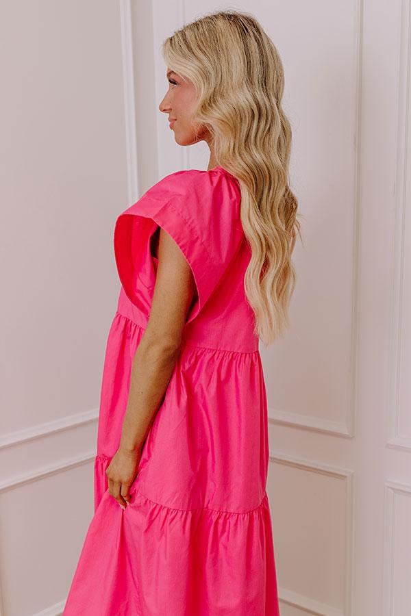 Subtle Charm Button Down Midi Dress in Pink Product Image