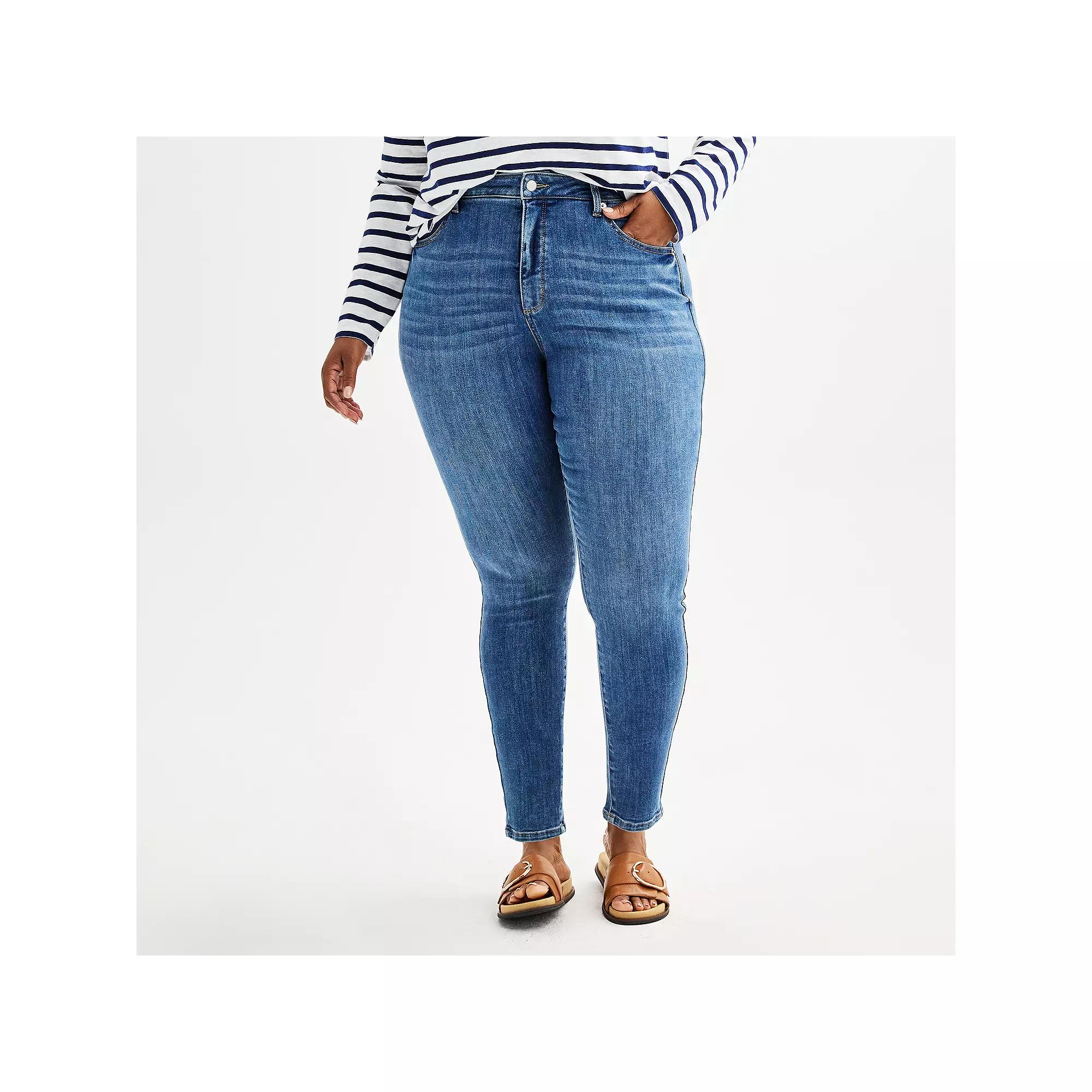 Plus Size Sonoma Goods For Life® High Rise Skinny Jeans, Women's, Size: 28 W, Medium Blue Product Image