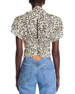 Aiko Printed Tie Neck Blouse Product Image