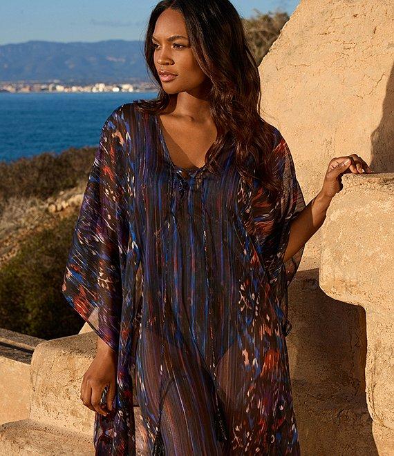 Miraclesuit Tapiz Lace-Up V-Neck Caftan Swim Cover-Up Product Image