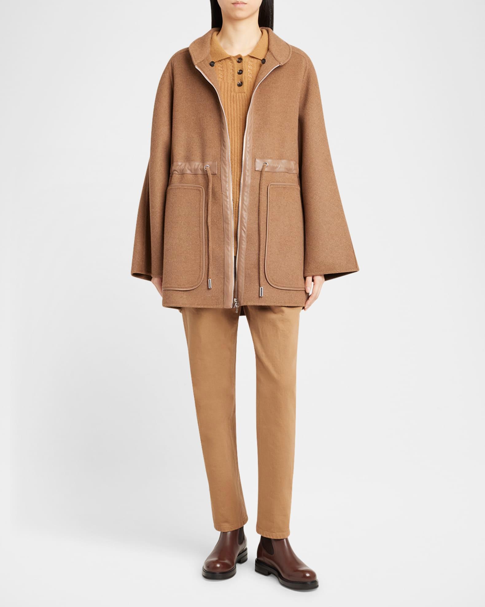 Drawstring Wool Parka Jacket Product Image