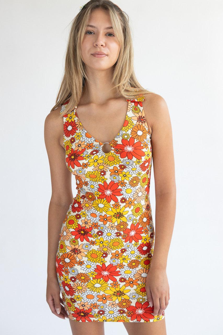 70s Floral Mini Dress Product Image